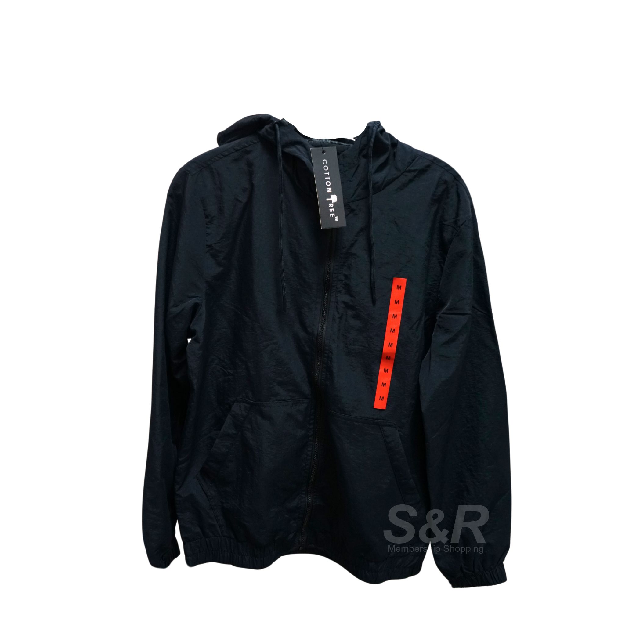 Cotton Tree Black Windbreaker Jacket  with Hood Medium
